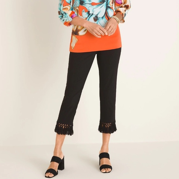 Chicos Brigitte Fringehem Slim Crop 